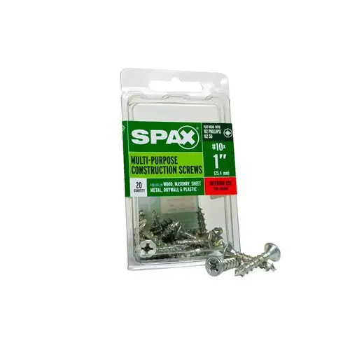 Multi-Purpose Screws No. 10 X 1" L Phillips/Square Flat Head Zinc-Plated