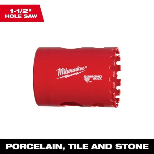 Diamond Plus Hole Saw, 1-1/2 in Dia, 1-1/2 in D Cutting, 5/8-18 Arbor, 4 TPI Diamond Plus Hole Saw, 1-1/2 in Dia, 1-1/2 in D Cutting, 5/8-18 Arbor, 4 TPI