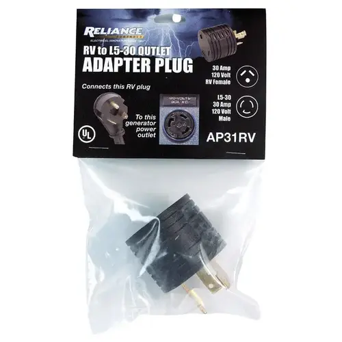 Adapter Plug Commercial and Residential Plastic Curved Blade Adapter L5-30 10 AWG Black Adapter Plug Commercial and Residential Plastic Curved Blade Adapter L5-30 10 AWG Black