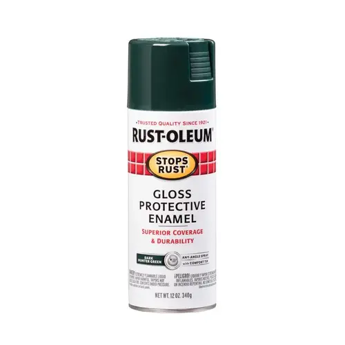 STOPS RUST Protective Enamel Spray Paint, Gloss, Dark Hunter Green, 12 oz, Aerosol Can STOPS RUST Protective Enamel Spray Paint, Gloss, Dark Hunter Green, 12 oz, Aerosol Can