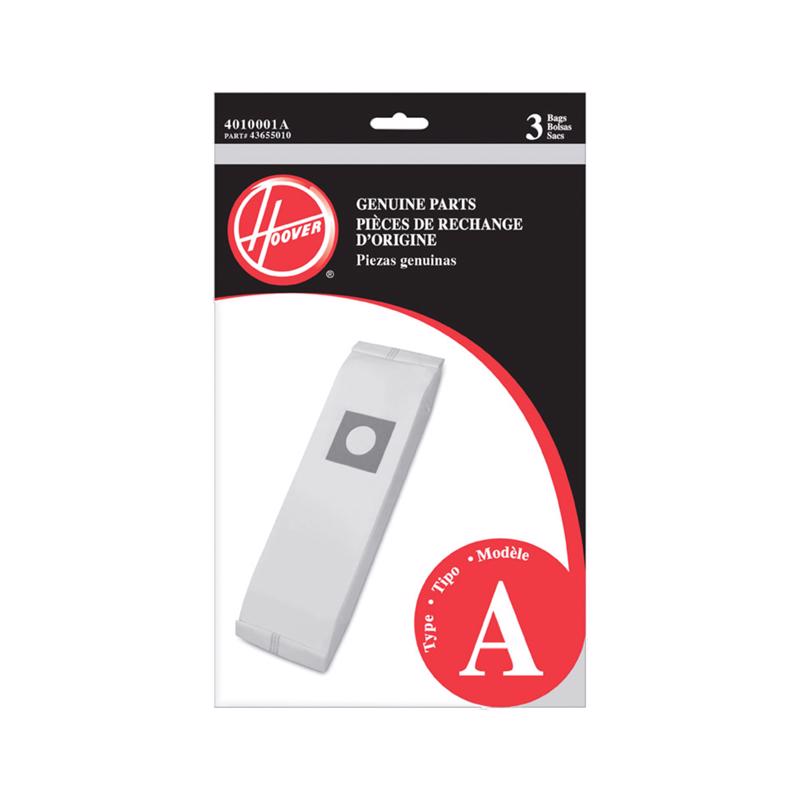 HOOVER 4010001A Style "A" Top Fill Vacuum Cleaner Bags   pack of 3