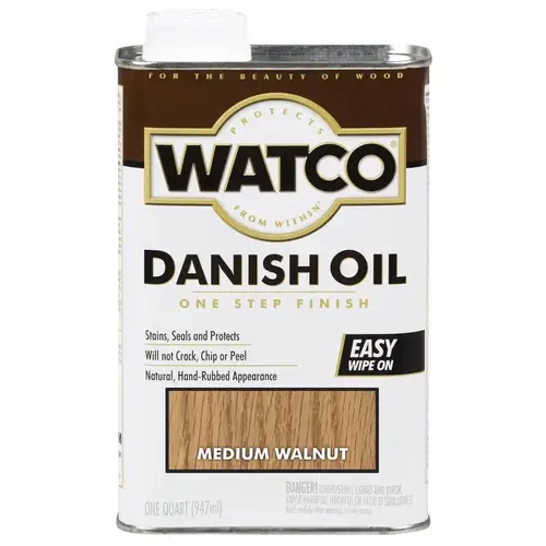 Danish Oil, Medium Walnut, Liquid, 1 qt, Can Danish Oil, Medium Walnut, Liquid, 1 qt, Can