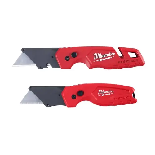 FASTBACK Series Folding Utility Knife Set, 2-Piece, Carbon Steel/Composite, Red Pair FASTBACK Series Folding Utility Knife Set, 2-Piece, Carbon Steel/Composite, Red Pair