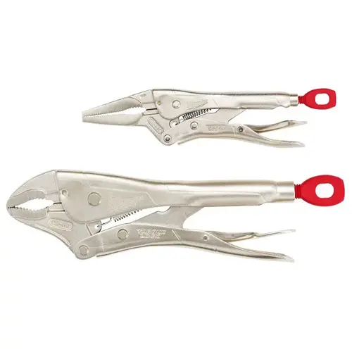 Plier Set: 2 Pc, Locking & Long Reach Pliers Silver Pair Plier Set: 2 Pc, Locking & Long Reach Pliers Silver Pair