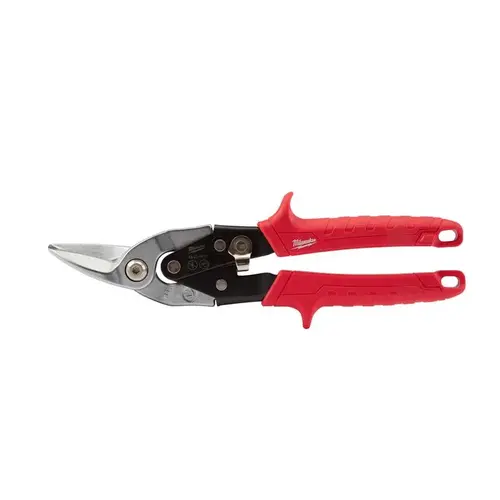Aviation Snip, 10 in OAL, 5 in L Cut, Left, Straight Cut, Steel Blade, Ergonomic Handle, Red Handle Aviation Snip, 10 in OAL, 5 in L Cut, Left, Straight Cut, Steel Blade, Ergonomic Handle, Red Handle