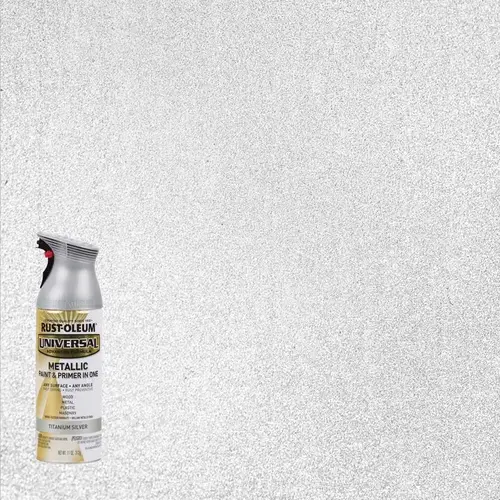 UNIVERSAL Metallic Spray Paint, Metallic, Titanium Silver, 11 oz, Aerosol Can UNIVERSAL Metallic Spray Paint, Metallic, Titanium Silver, 11 oz, Aerosol Can
