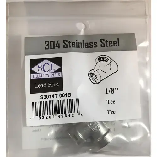 Tee 1/8" FPT X 1/8" D FPT 1/8" D FPT Stainless Sl Tee 1/8" FPT X 1/8" D FPT 1/8" D FPT Stainless Sl