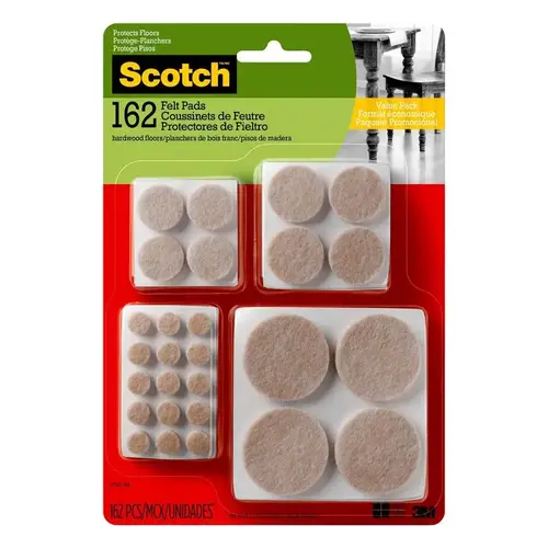 Protective Pad Scotch Felt Self Adhesive Beige Round Assorted in. W Beige - pack of 4 Protective Pad Scotch Felt Self Adhesive Beige Round Assorted in. W Beige - pack of 4