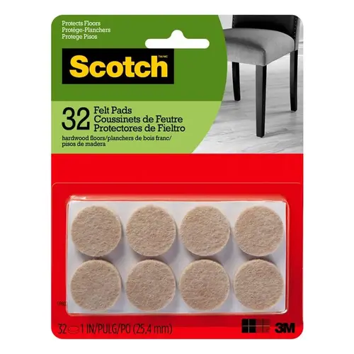 Protective Pad Scotch Felt Self Adhesive Beige Round 1" W Beige - pack of 6 Protective Pad Scotch Felt Self Adhesive Beige Round 1" W Beige - pack of 6