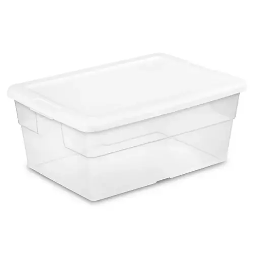 Storage Box 16 Qt., 16.6 " L x 11.8 " W x 7 " H Clear Clear/White