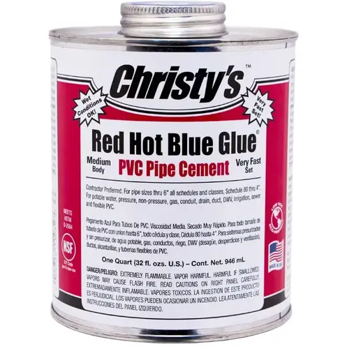 RH-RHBV-PT-24 Solvent Cement, 1 pt Can, Medium Syrupy Liquid, Blue RH-RHBV-PT-24 Solvent Cement, 1 pt Can, Medium Syrupy Liquid, Blue