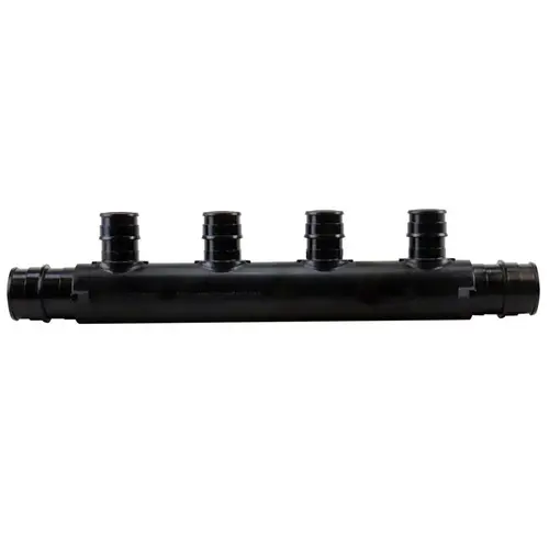 ExpansionPEX Series Open End Manifold, 7-3/4 in OAL, 2-Inlet, 3/4 in Inlet, 4-Outlet, Brass Black
