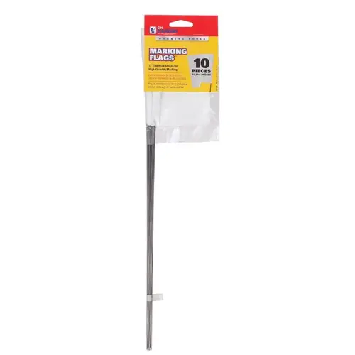 Marking Stake Flags, White, 2.5 x 3.5 In. Flag, 15 In. Stake - pack of 10 Marking Stake Flags, White, 2.5 x 3.5 In. Flag, 15 In. Stake - pack of 10