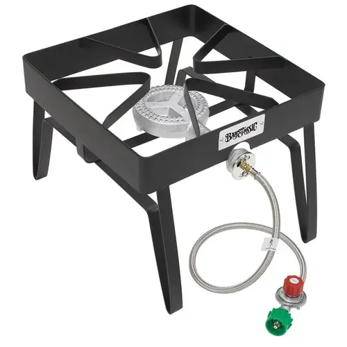 41,000 BTU Propane Gas Single Burner Patio Stove Steel Outdoor Cooker Black 41,000 BTU Propane Gas Single Burner Patio Stove Steel Outdoor Cooker Black