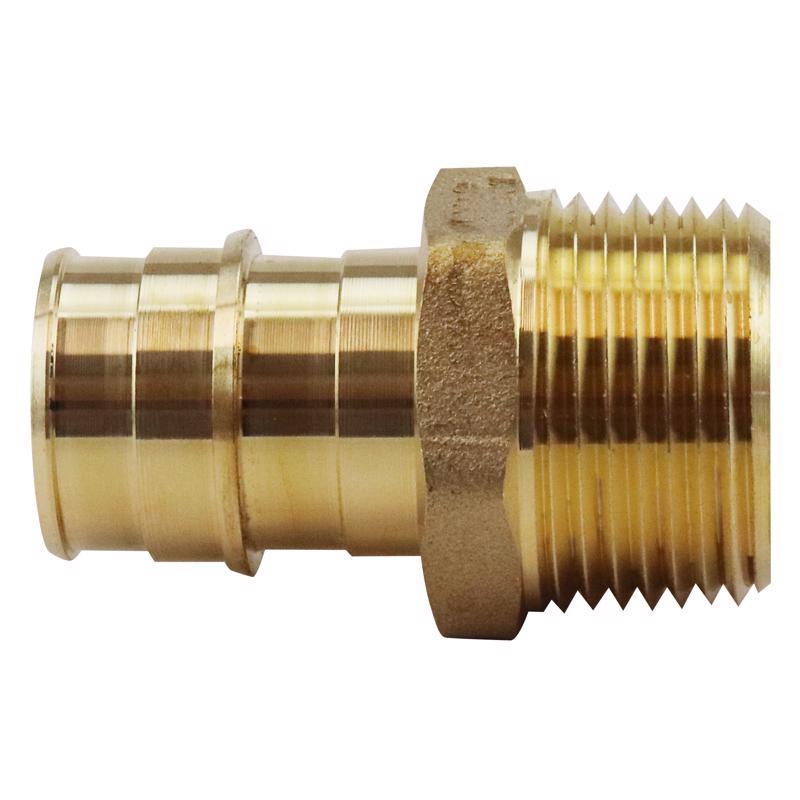 Apollo EPXMA3434 Pipe Adapter, 3/4 in, PEX-A Barb x MPT, Brass, 200 psi Pressure