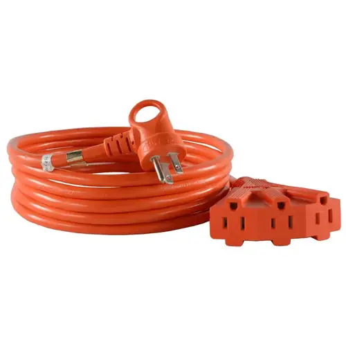 Triple Outlet Cord Indoor or Outdoor 12 ft. L Orange 14/3 SJTW Orange