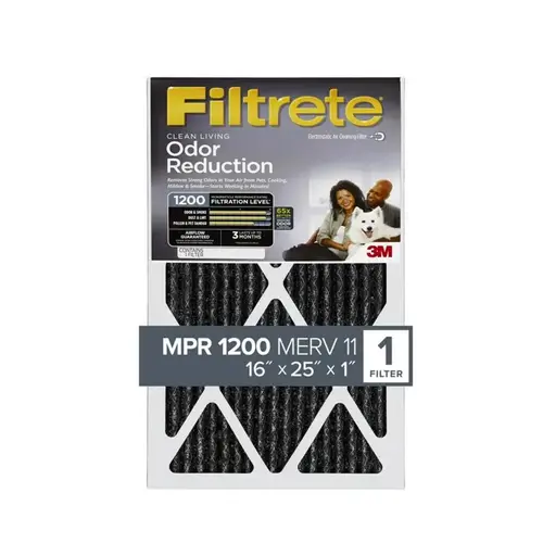 Air Filter, 25 in L, 16 in W, 11 MERV, 85 % Filter Efficiency, Carbon Filter Media Air Filter, 25 in L, 16 in W, 11 MERV, 85 % Filter Efficiency, Carbon Filter Media
