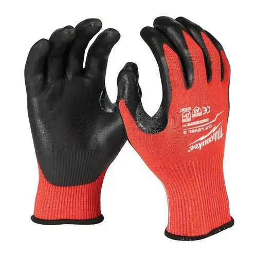 Gloves, Unisex, L, 7.53 to 7.73 in L, Nitrile, Red