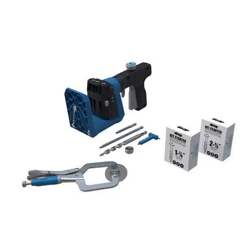 Pocket Hole Jig, 1/2 to 1-1/2 in Clamping Blue Pocket Hole Jig, 1/2 to 1-1/2 in Clamping Blue