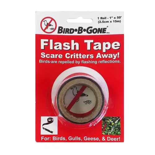 Flash Tape, 50 ft L, 1 in W, Mylar Backing, Red/Silver Flash Tape, 50 ft L, 1 in W, Mylar Backing, Red/Silver