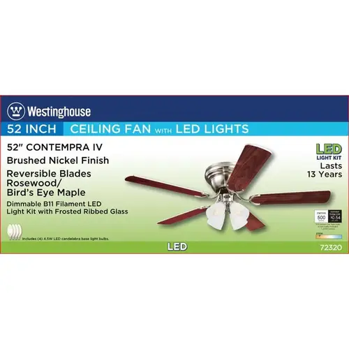 Contempra IV 52 in. LED Brushed Nickel Ceiling Fan with Light Kit Contempra IV 52 in. LED Brushed Nickel Ceiling Fan with Light Kit