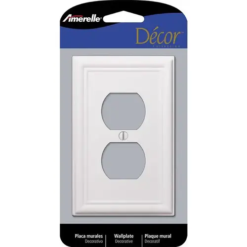 Receptacle Wallplate, 5 in L, 2-7/8 in W, 1 -Gang, Steel, White, Screw Mounting - pack of 4 Receptacle Wallplate, 5 in L, 2-7/8 in W, 1 -Gang, Steel, White, Screw Mounting - pack of 4