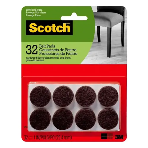Protective Pad Scotch Felt Self Adhesive Brown Round 1" W Brown - pack of 6 Protective Pad Scotch Felt Self Adhesive Brown Round 1" W Brown - pack of 6