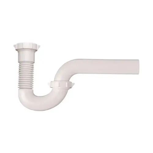P-Trap, 1-1/2 x 1-1/2, 1-1/2 x 1-1/4 in, Slip, PVC, White