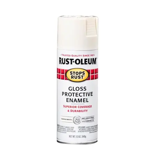 STOPS RUST Protective Enamel Spray Paint, Gloss, Canvas White, 12 oz, Aerosol Can