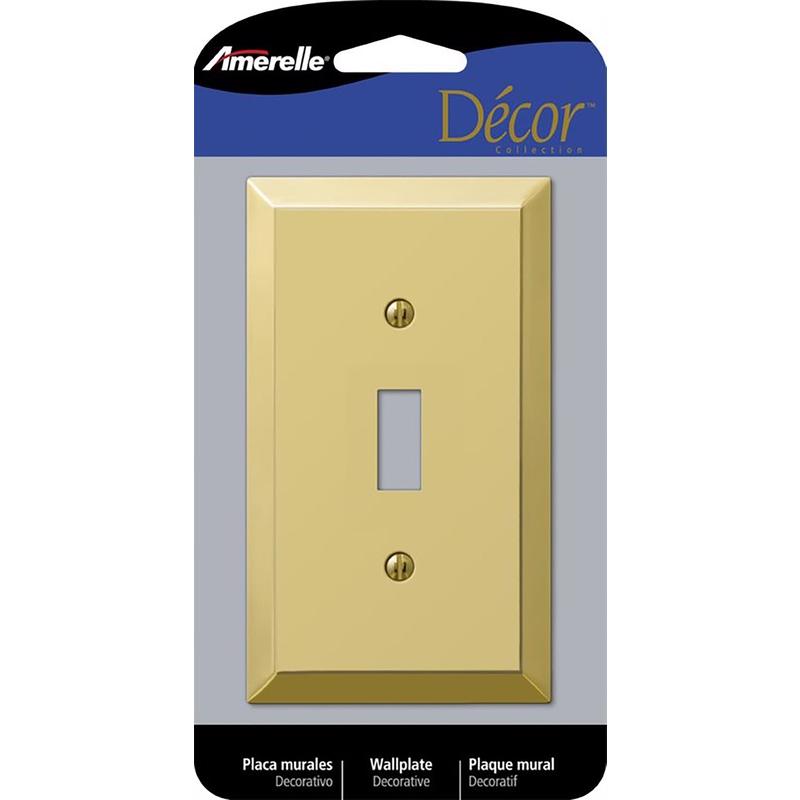 Amerelle 163TBR Wallplate, 4-15/16 in L, 2-7/8 in W, 1 -Gang, Steel, Polished Brass