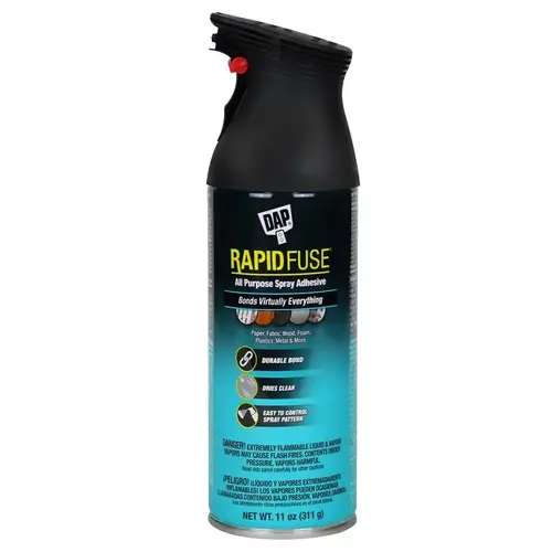 RapidFuse Spray Adhesive, Solvent, Clear, 24 hr Curing, 11 oz Aerosol Can RapidFuse Spray Adhesive, Solvent, Clear, 24 hr Curing, 11 oz Aerosol Can