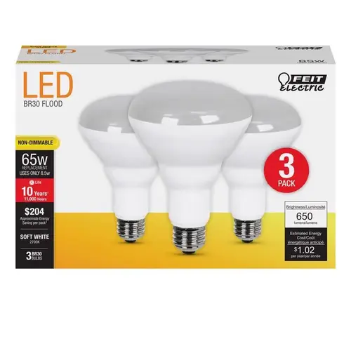 LED Lamp, Flood/Spotlight, BR30 Lamp, 65 W Equivalent, E26 Lamp Base, Soft White Light Clear - pack of 18 LED Lamp, Flood/Spotlight, BR30 Lamp, 65 W Equivalent, E26 Lamp Base, Soft White Light Clear - pack of 18