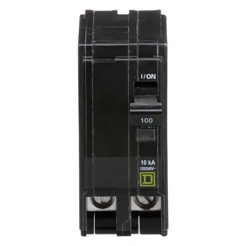 QO Circuit Breaker, Mini, 100 A, 2 -Pole, 120/240 VAC, 48 VDC, Plug Mounting, Black QO Circuit Breaker, Mini, 100 A, 2 -Pole, 120/240 VAC, 48 VDC, Plug Mounting, Black