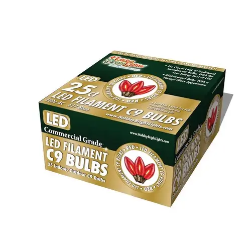 Christmas Light Bulbs LED C9 Red 25 ct Replacement 2.5 ft. Christmas Light Bulbs LED C9 Red 25 ct Replacement 2.5 ft.