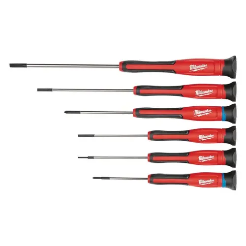 Screwdriver Set, 6-Piece, Chrome, Black/Red, Specifications: Rubber Over-Mold Plastic Handle Screwdriver Set, 6-Piece, Chrome, Black/Red, Specifications: Rubber Over-Mold Plastic Handle