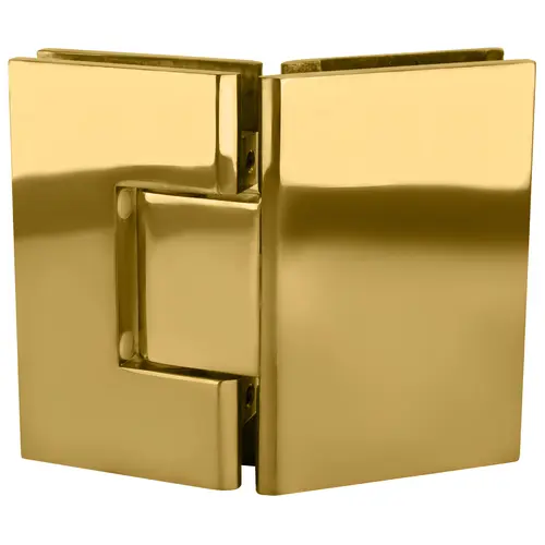 Polished Brass Vienna 045 Series 135 Degree Glass-To-Glass Hinge, Solid Brass Material, 3/8" To 1/2" Glazing Thickness, Polished Brass Finish Polished Brass Vienna 045 Series 135 Degree Glass-To-Glass Hinge, Solid Brass Material, 3/8" To 1/2" Glazing Thickness, Polished Brass Finish