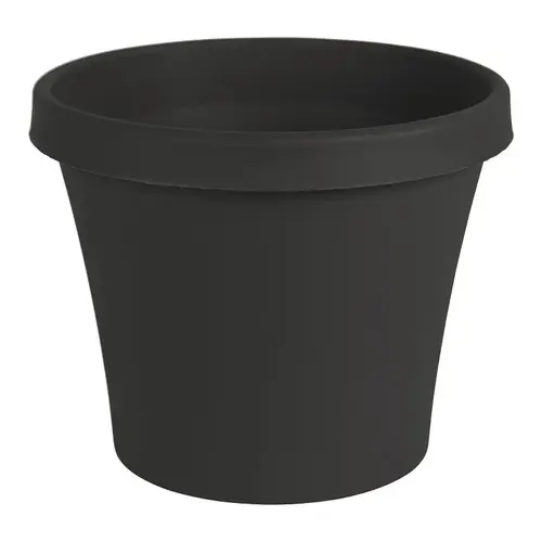 Terra Planter, 10-3/4 in W, 10-3/4 in D, Round, Tapered Design, Plastic, Black, Matte Terra Planter, 10-3/4 in W, 10-3/4 in D, Round, Tapered Design, Plastic, Black, Matte