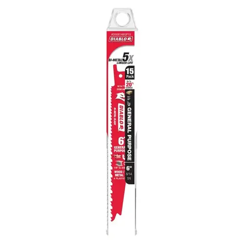 BLADE RECIP CARB 8/14TPI 6IN - pack of 15 BLADE RECIP CARB 8/14TPI 6IN - pack of 15