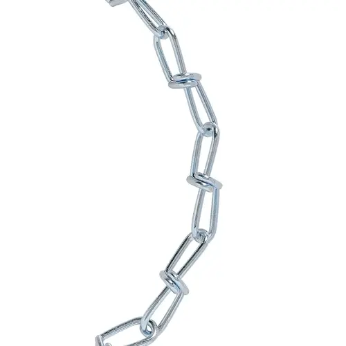 Double Loop Chain, 2/0, 20 ft L, 255 lb Working Load, Low Carbon Steel, Electro Galvanized/Zinc Plated Double Loop Chain, 2/0, 20 ft L, 255 lb Working Load, Low Carbon Steel, Electro Galvanized/Zinc Plated