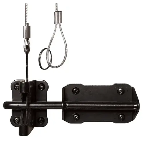 Nuvo Iron Heavy-Duty Latch and Catch with Cable and Ring, 7-1/2 in L, 5-3/4 in W, Galvanized Steel, Black Nuvo Iron Heavy-Duty Latch and Catch with Cable and Ring, 7-1/2 in L, 5-3/4 in W, Galvanized Steel, Black