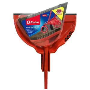 O-CEDAR COMMERCIAL 167420 PowerCorner 158610 Angle Broom with Dust Pan, 12 in Sweep Face, Plastic Bristle, Black Bristle, 55 in L