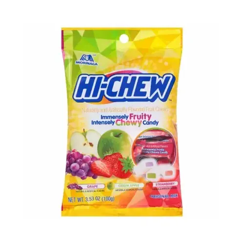 Hi-Chew Original Mix Chewy Candy, Grape, Green Apple, Strawberry, 3.53 oz Bag