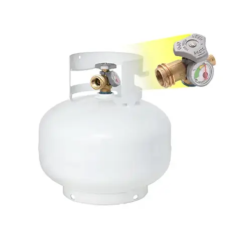 11 Lb. Squatty LP Tank Cylinder, OPD Valve & Gas Gauge, Steel. White