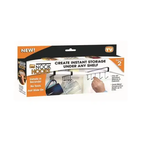 Under Shelf Hanging Hooks, Metal, Set of 2