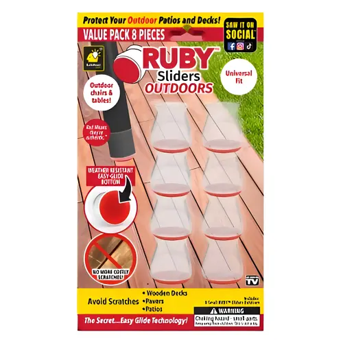 Outdoor Furniture Leg Sliders - pack of 8 Clear/Red