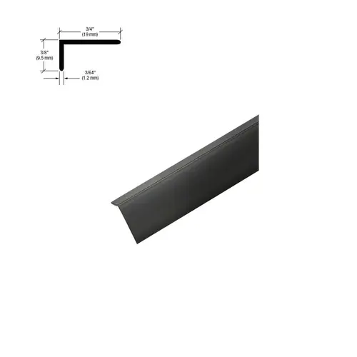 Matte Black PVC 3/4" x 3/8" L Angle with Pre-Applied Tape - 84" Length
