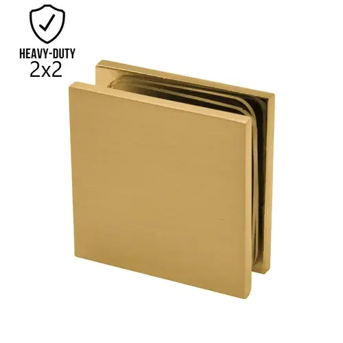 2" x 2" Heavy Duty Wall to Glass Square Edges Glass Clamp-Brushed Gold