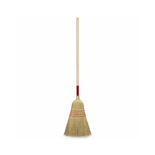 Heavy-Duty Corn Broom, 14 In. Face, 40 In. Wood Handle Tan