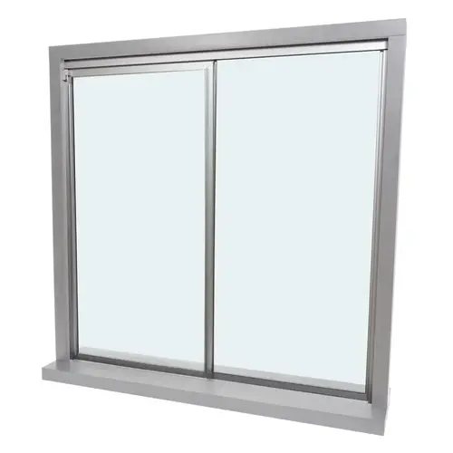 Florence Satin Anodized Factory Glazed "XO" Model with 1/4" Tempered Glass Pass-Thru Assembly 36" Width 48" Height