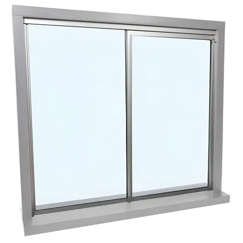 Florence Satin Anodized Factory Glazed "OX" Model with 1/4" Tempered Glass Pass-Thru Assembly 48" Width 48" Height